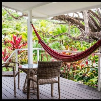 Hammock on a private deck at Aves